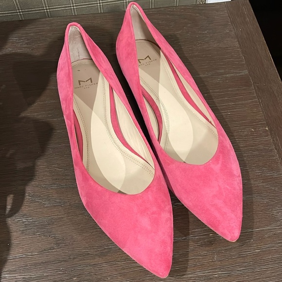 Marc Fisher Ltd. Pink Suede Pointed Toe Flats, 10 - Picture 1 of 6